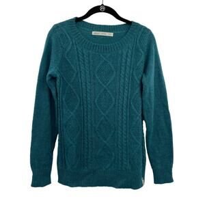 Vintage Woolrich Sweater Wool Mohair Cable Knit Crewneck Teal Womens Size XS